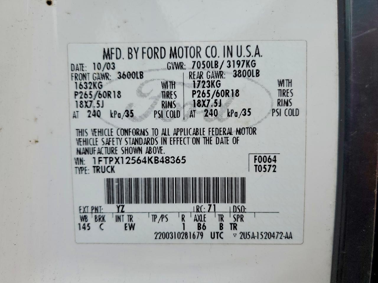 2004 FORD F150 photo 12