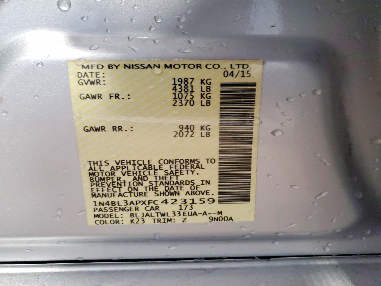 2015 NISSAN ALTIMA 3.5S photo 13