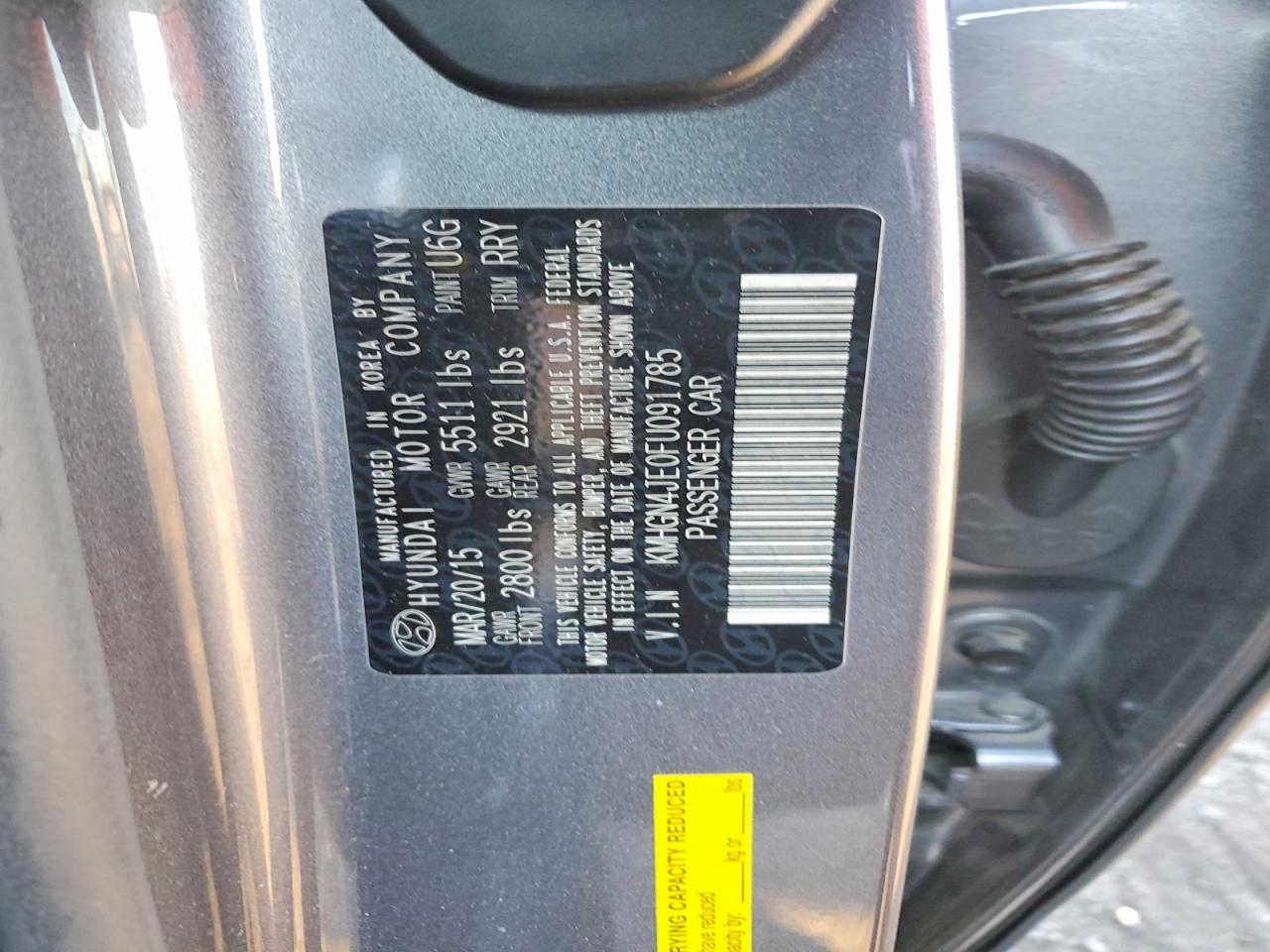 2015 HYUNDAI GENESIS 3.8L photo 12