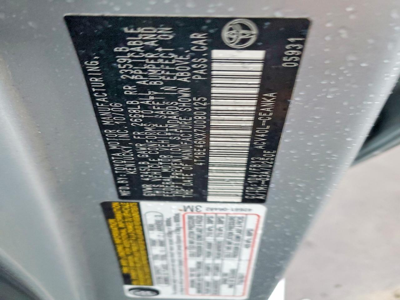 2007 TOYOTA CAMRY CE photo 23