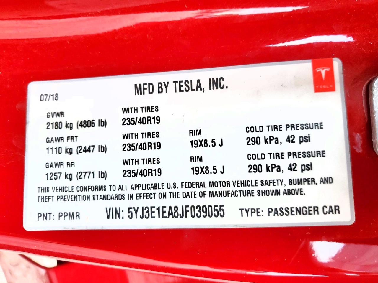 2018 TESLA MODEL 3 photo 12