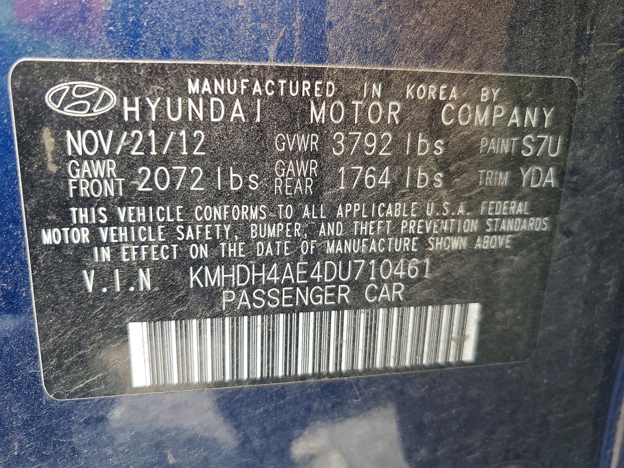 2013 HYUNDAI ELANTRA LIMITED photo 12
