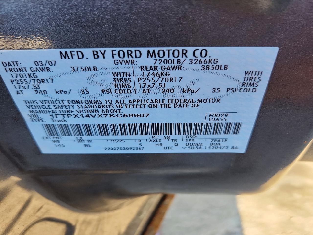 2007 FORD F150 photo 12