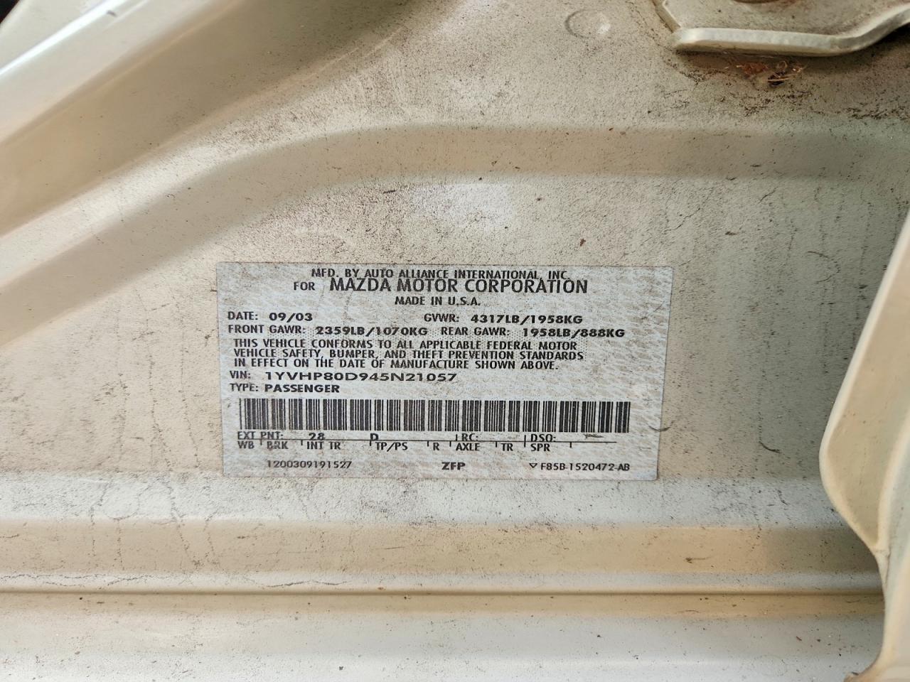 2004 MAZDA 6 S photo 12