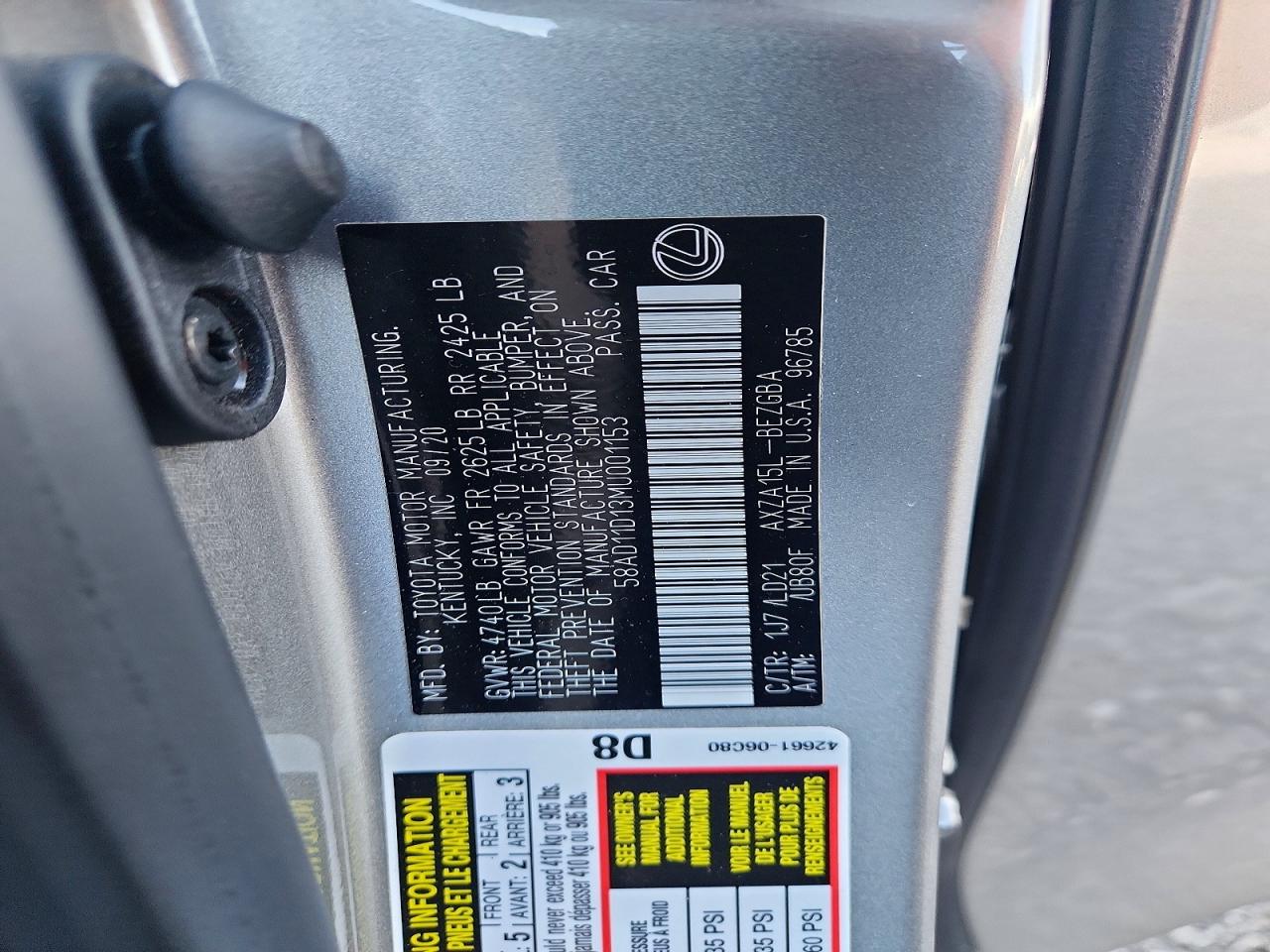 2021 LEXUS ES 250 BASE photo 12