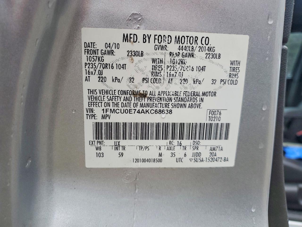 2010 FORD ESCAPE LIMITED photo 13