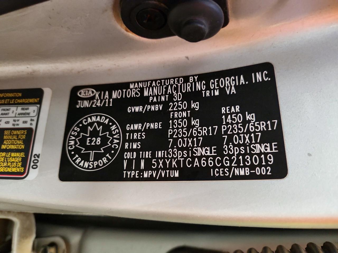 2012 KIA SORENTO BASE photo 13