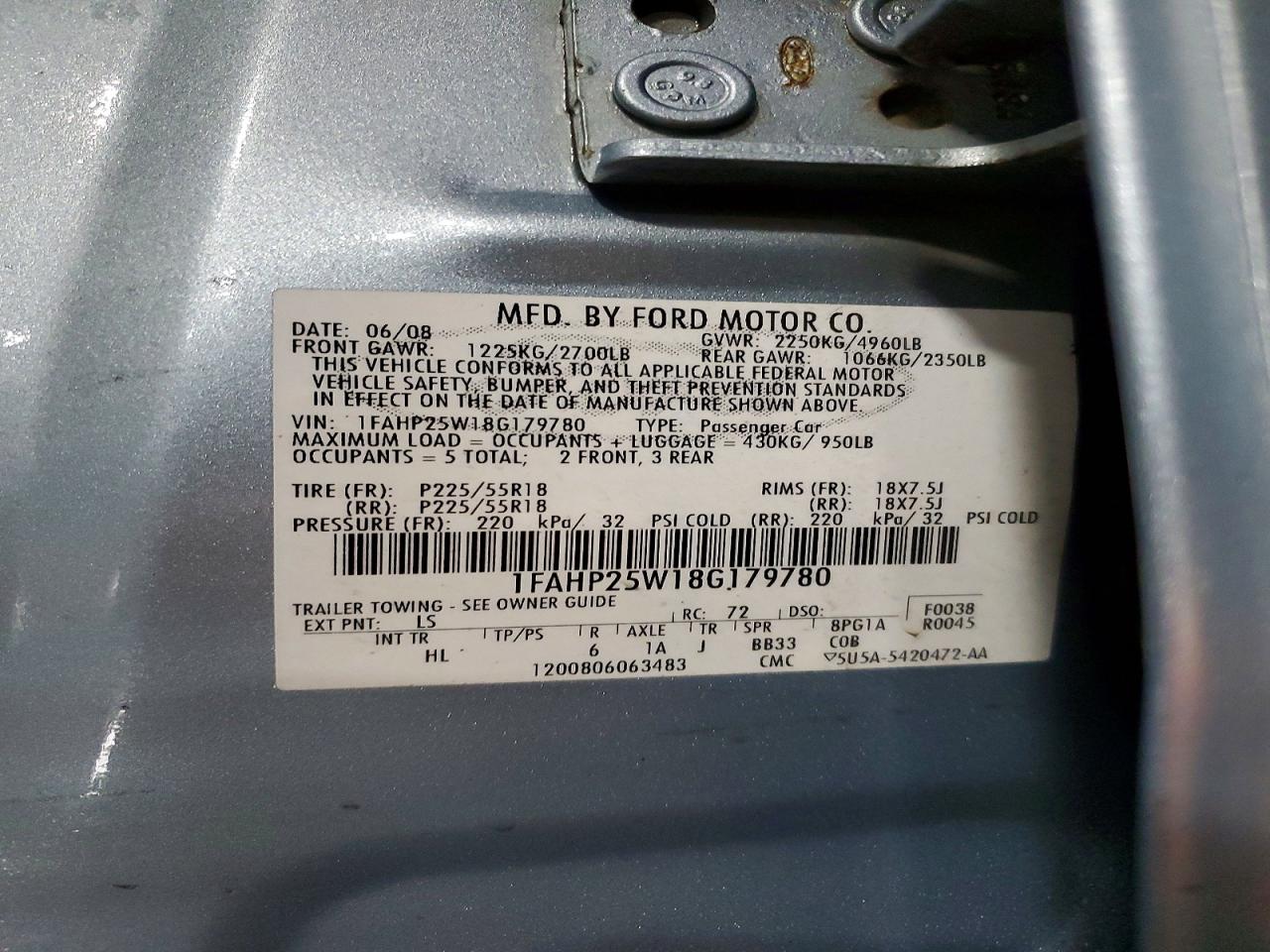 2008 FORD TAURUS LIMITED photo 13
