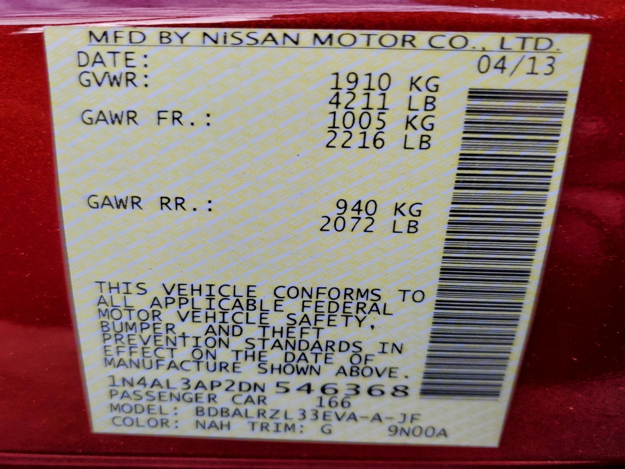 2013 NISSAN ALTIMA 2.5 photo 12