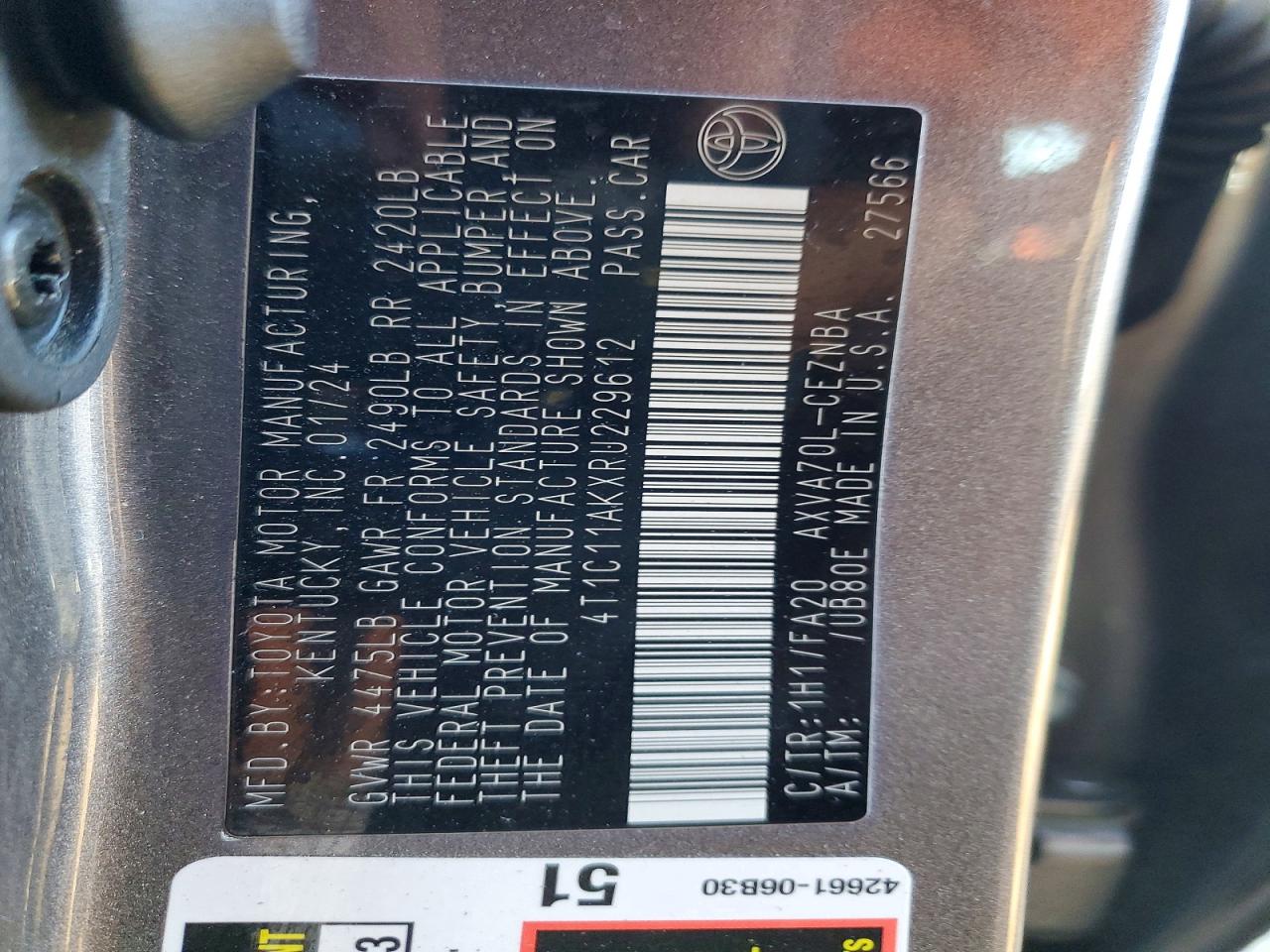 2024 TOYOTA CAMRY LE photo 12