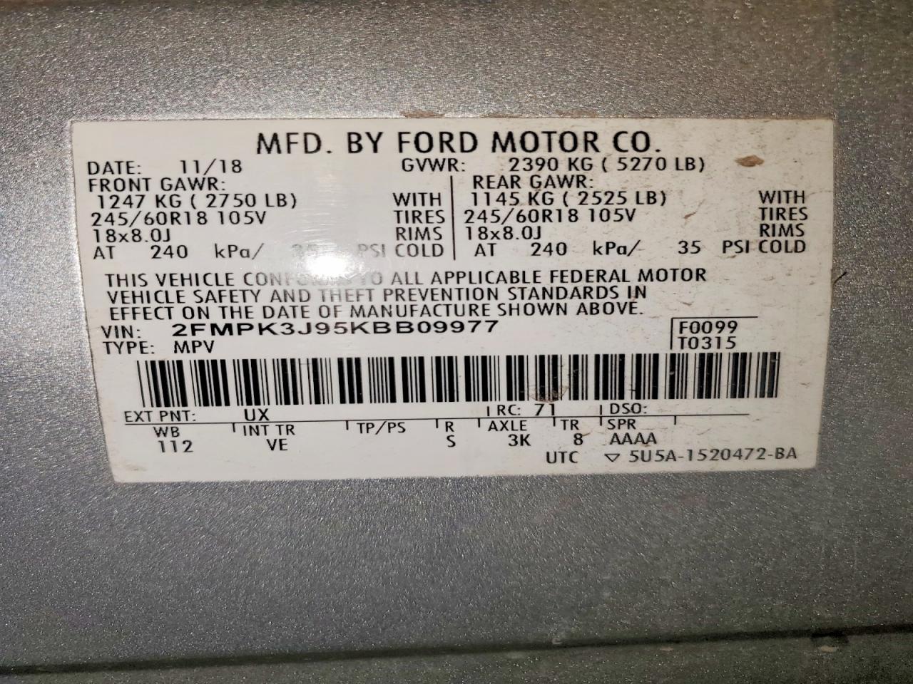 2019 FORD EDGE SEL photo 13