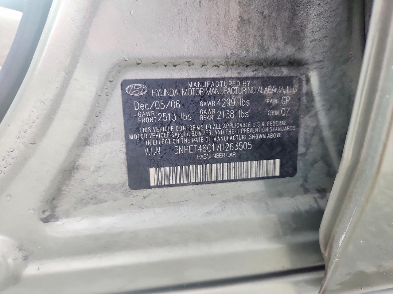 2007 HYUNDAI SONATA GLS photo 12