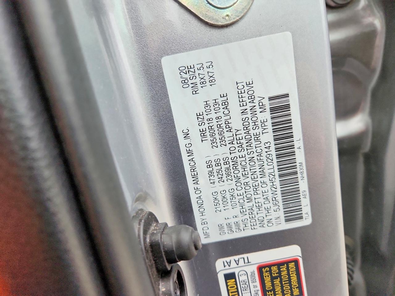 2020 HONDA CR-V EX photo 13