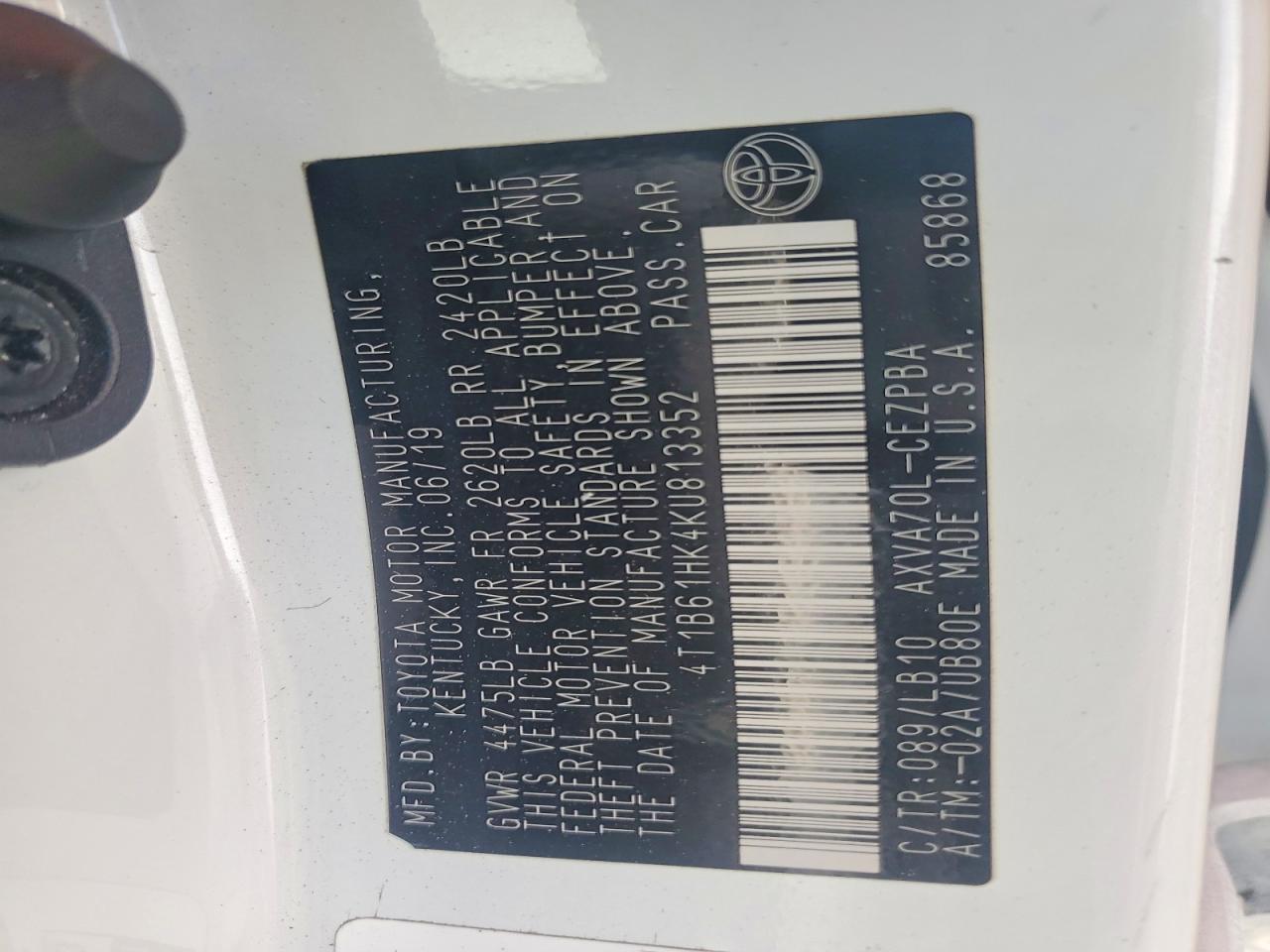 2019 TOYOTA CAMRY XSE photo 25