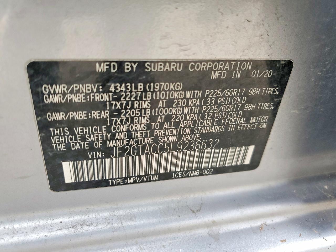 2020 SUBARU CROSSTREK PREMIUM photo 13