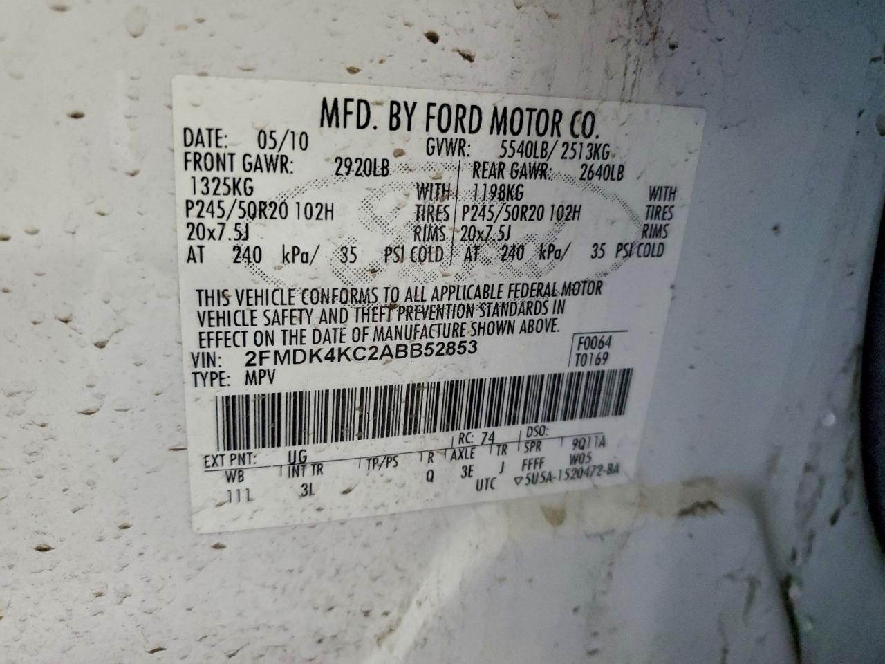 2010 FORD EDGE LIMITED photo 13
