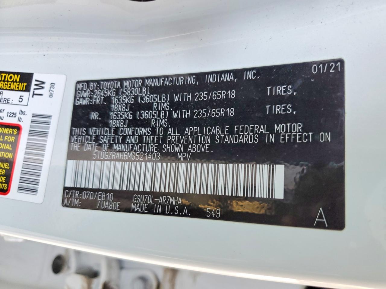 2021 TOYOTA HIGHLANDER XLE photo 13