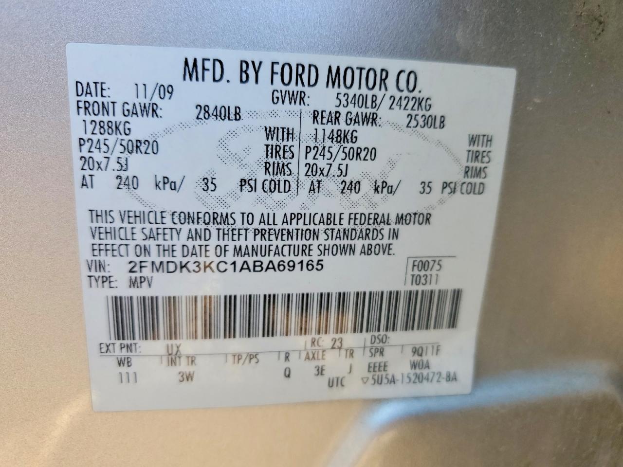 2010 FORD EDGE LIMITED photo 13