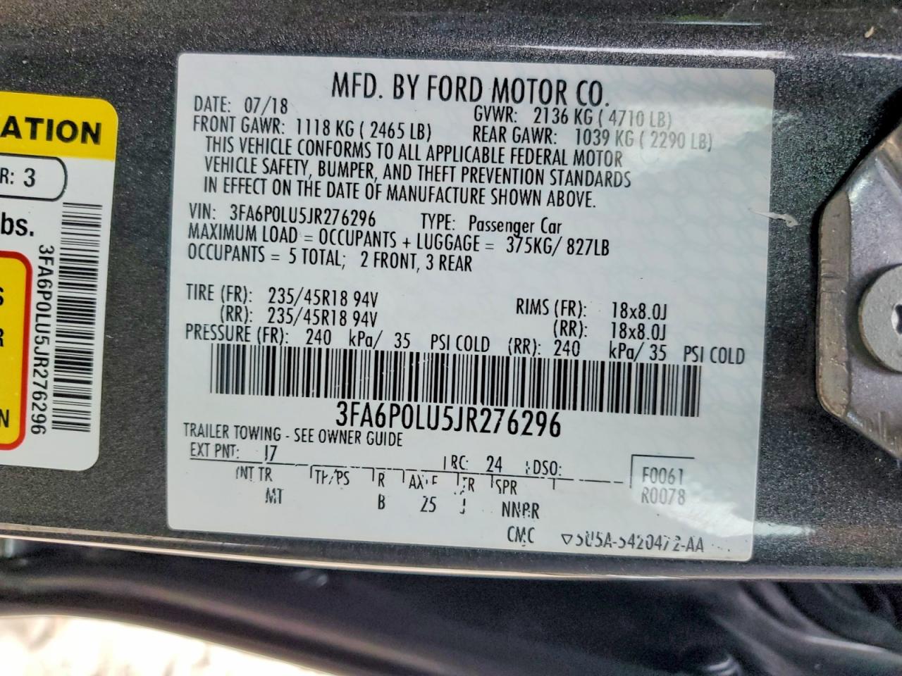 2018 FORD FUSION SE HYBRID photo 12