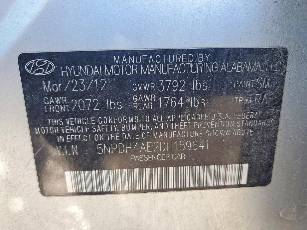 2013 HYUNDAI ELANTRA GLS photo 12