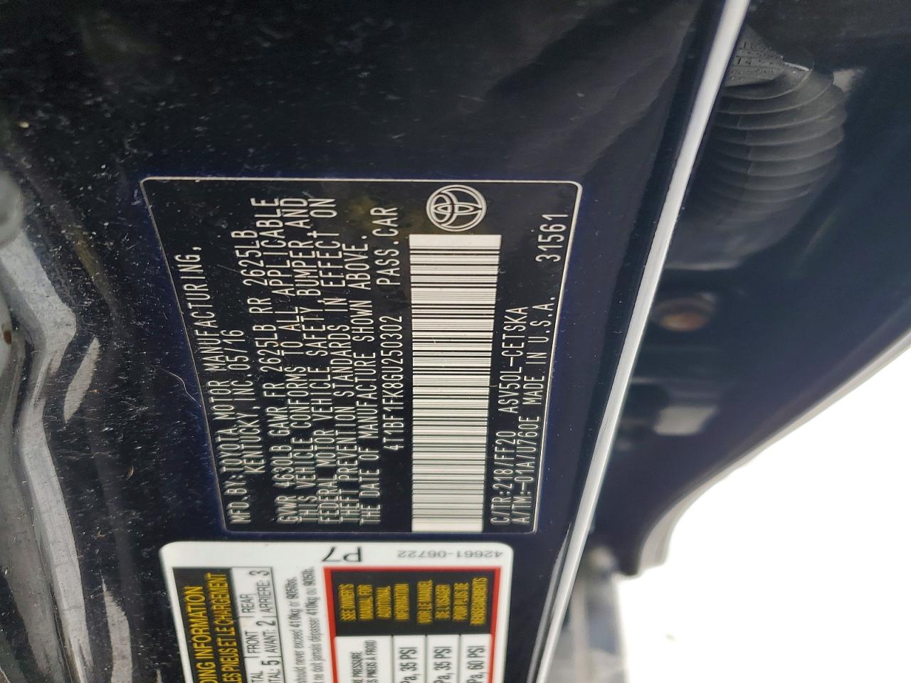 2016 TOYOTA CAMRY LE photo 13