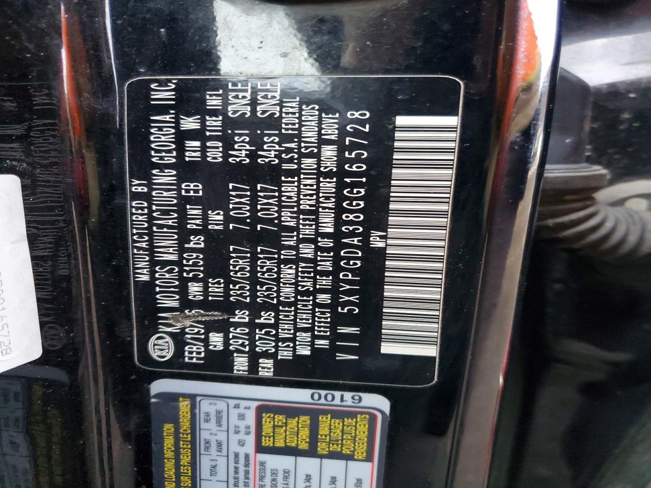 2016 KIA SORENTO LX photo 13