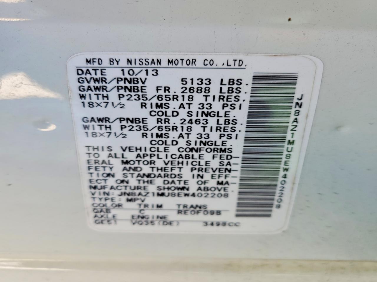 2014 NISSAN MURANO S photo 14