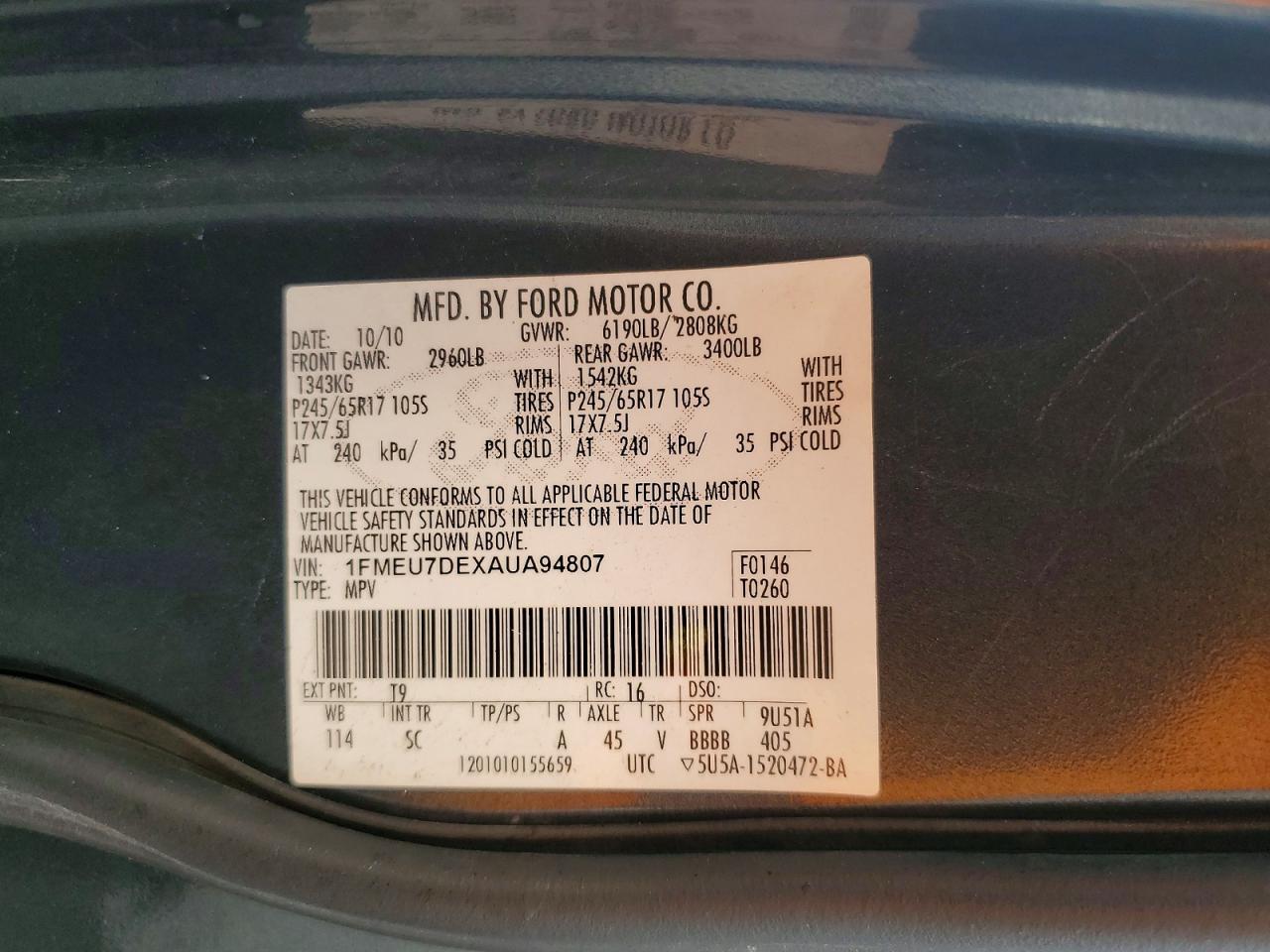 2010 FORD EXPLORER XLT photo 12