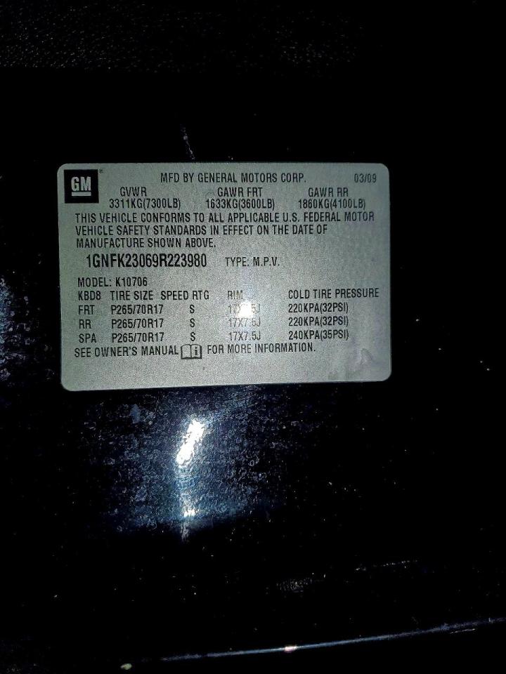 2009 CHEVROLET TAHOE K1500 LT photo 14