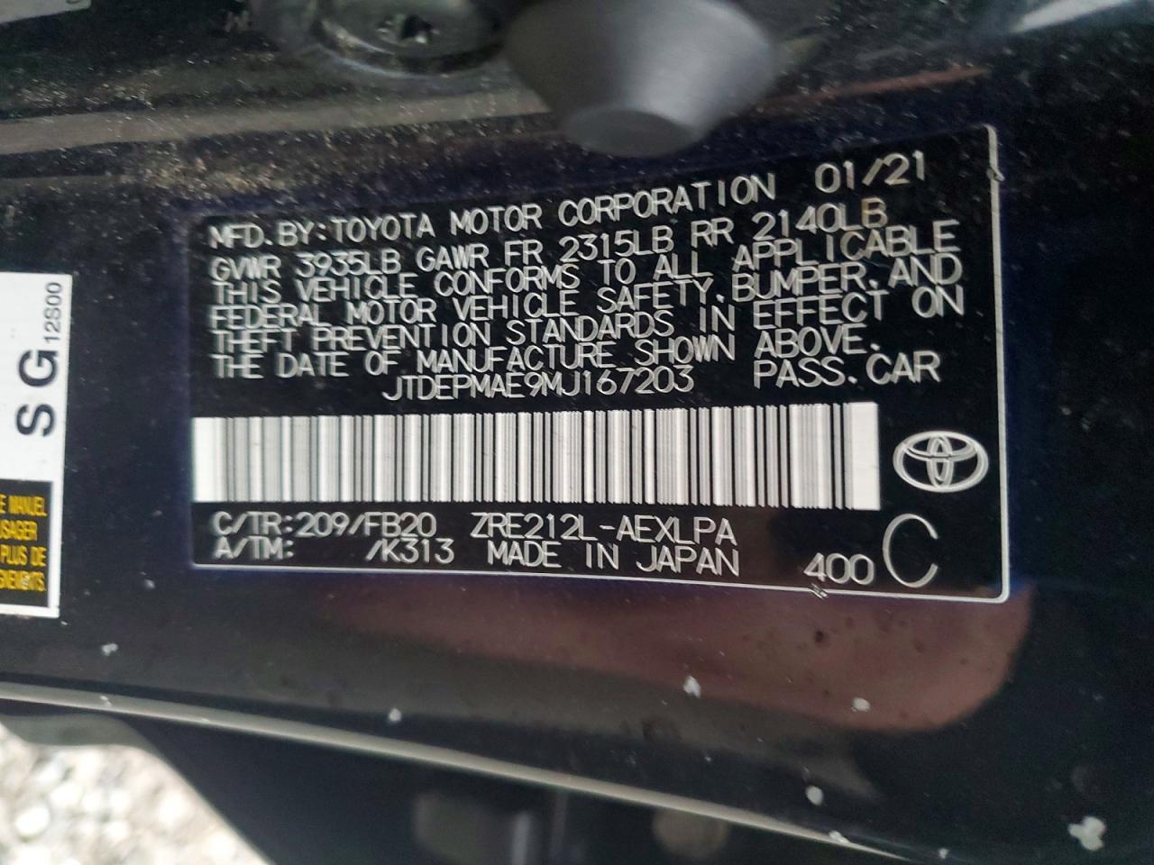 2021 TOYOTA COROLLA LE photo 23