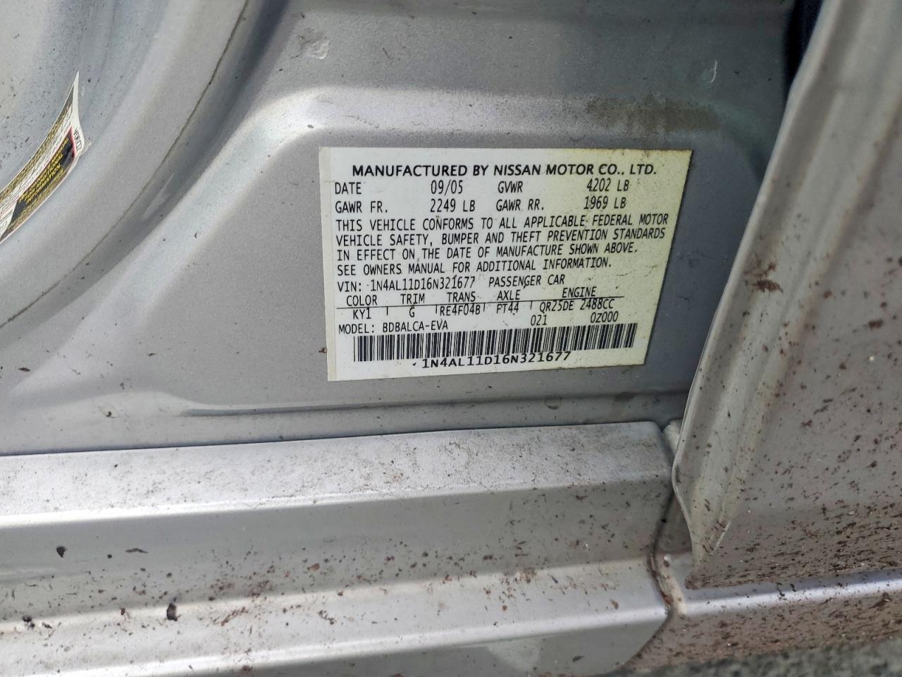 2006 NISSAN ALTIMA S photo 12