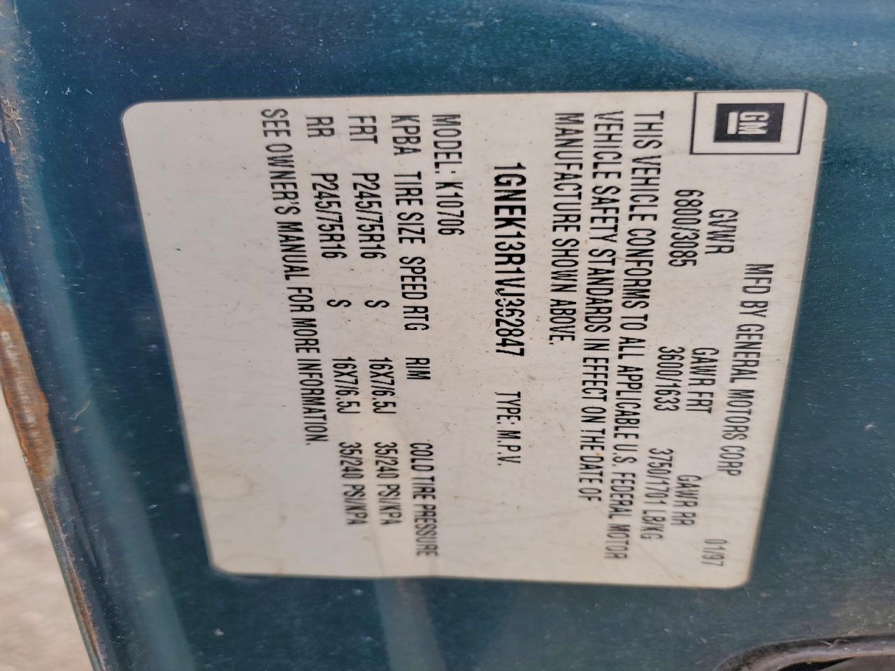1997 CHEVROLET TAHOE K1500 photo 13
