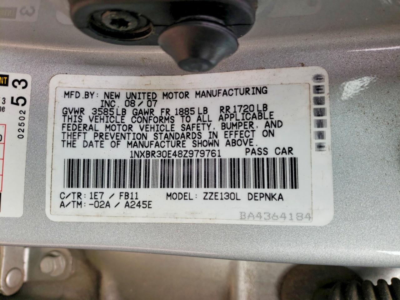 2008 TOYOTA COROLLA CE photo 12