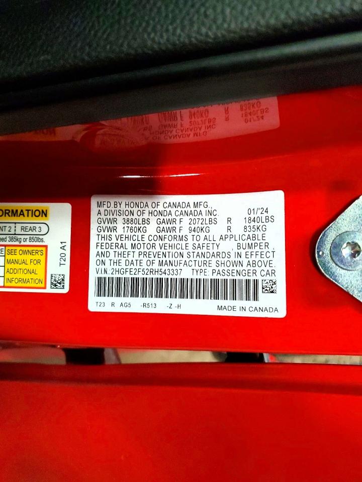 2024 HONDA CIVIC SPORT photo 12