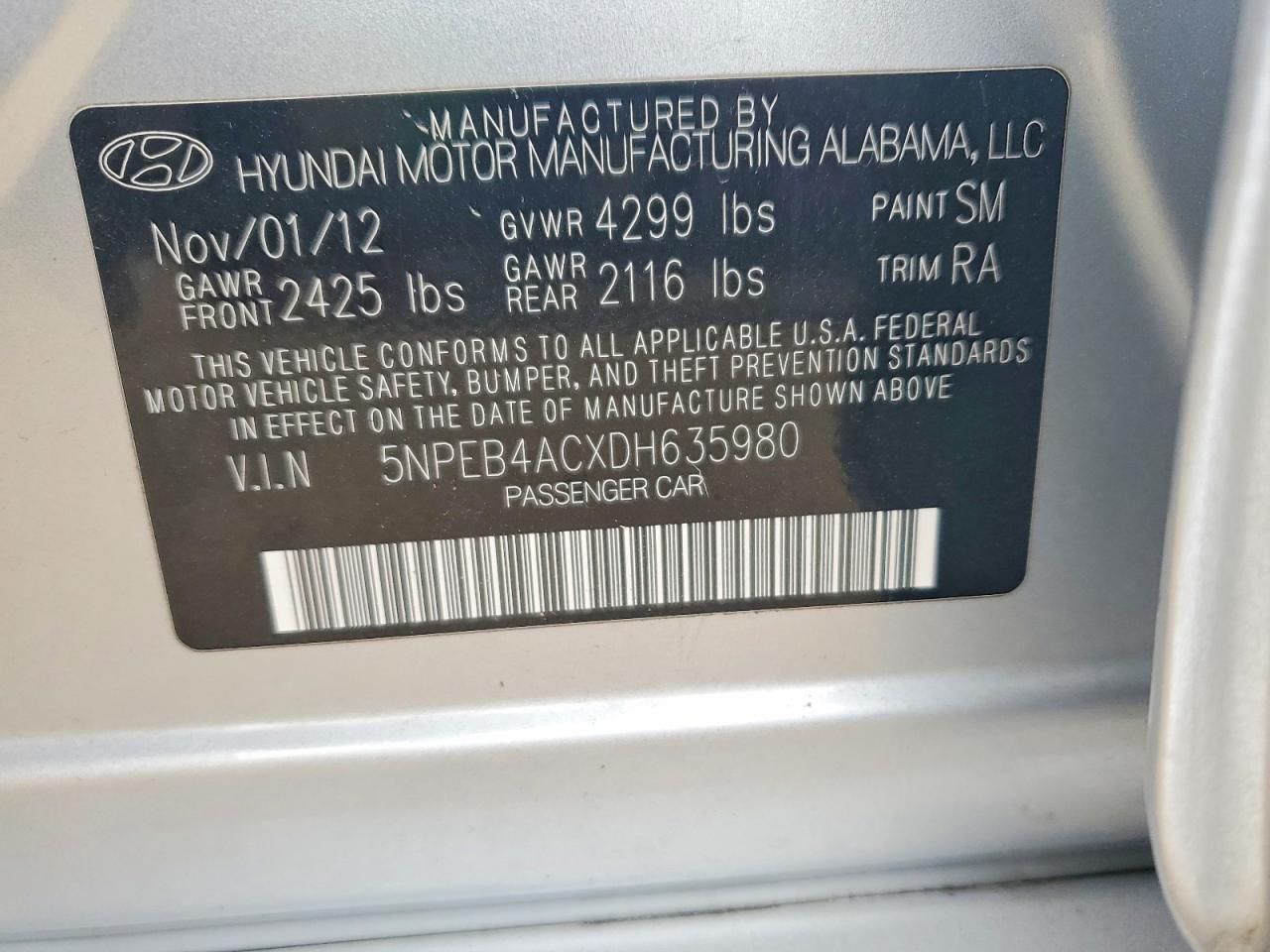 2013 HYUNDAI SONATA GLS photo 12
