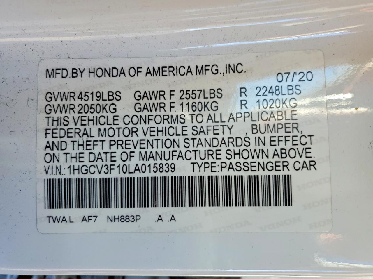 2020 HONDA ACCORD HYBRID photo 12