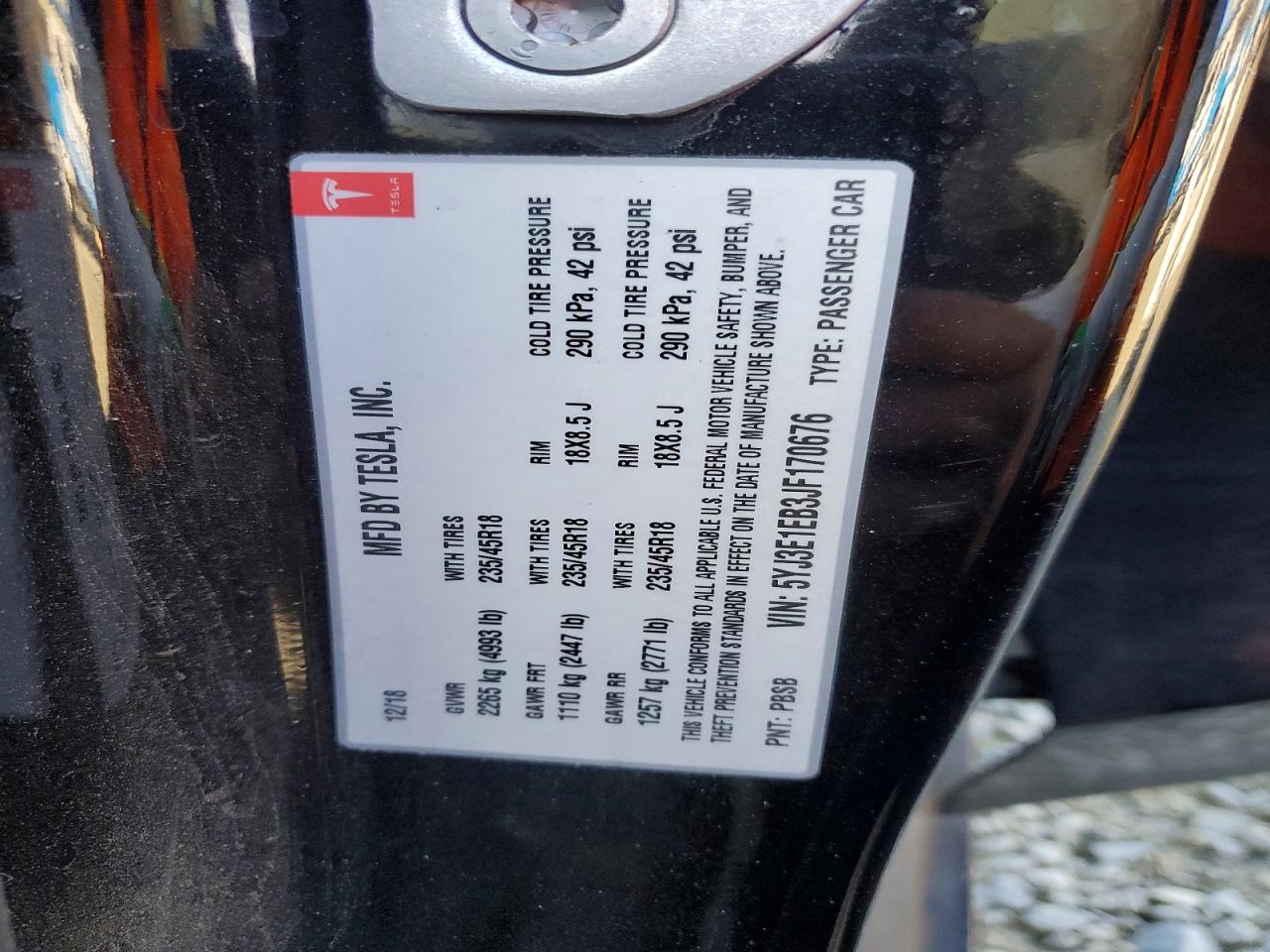 2018 TESLA MODEL 3 photo 13