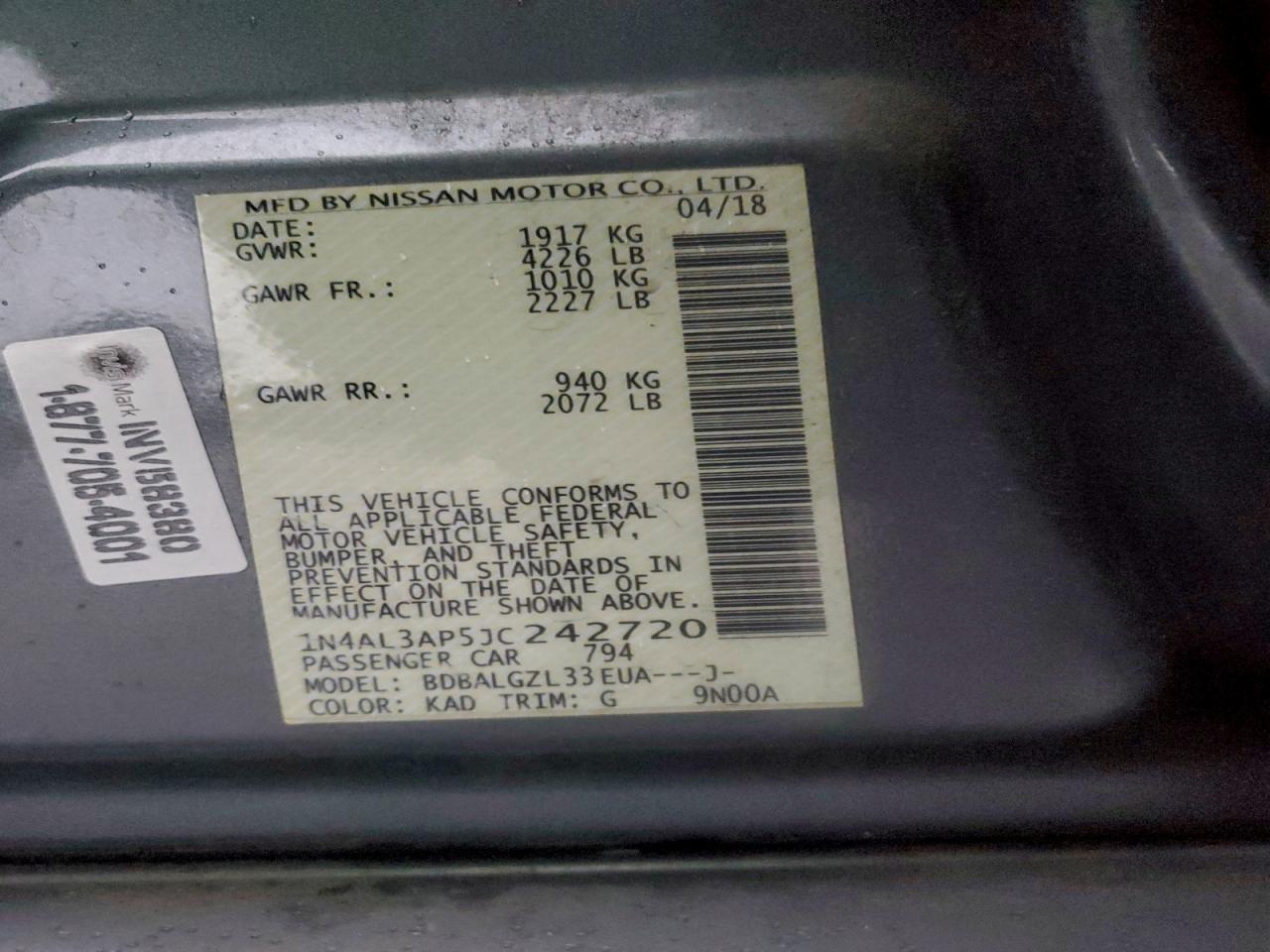 2018 NISSAN ALTIMA 2.5 photo 13