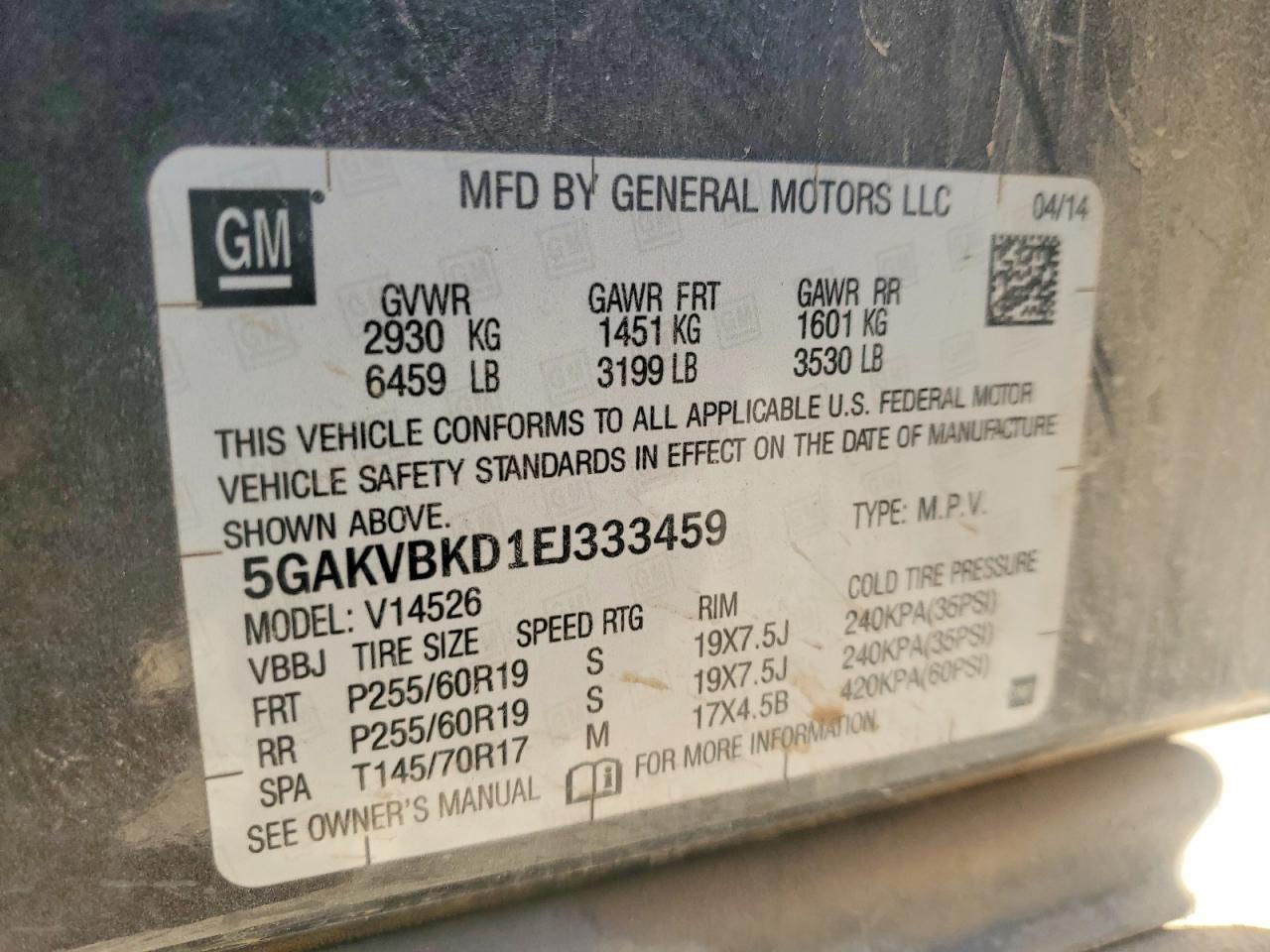 2014 BUICK ENCLAVE photo 13