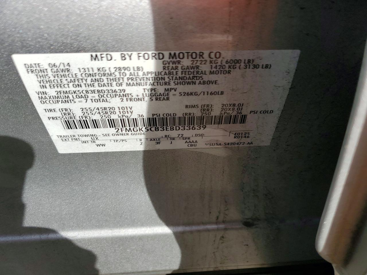 2014 FORD FLEX SEL photo 12