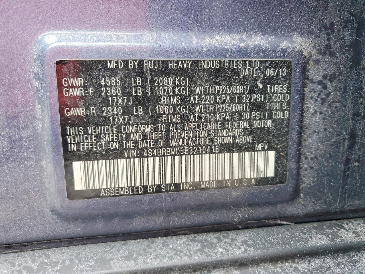 2014 SUBARU OUTBACK 2.5I LIMITED photo 13