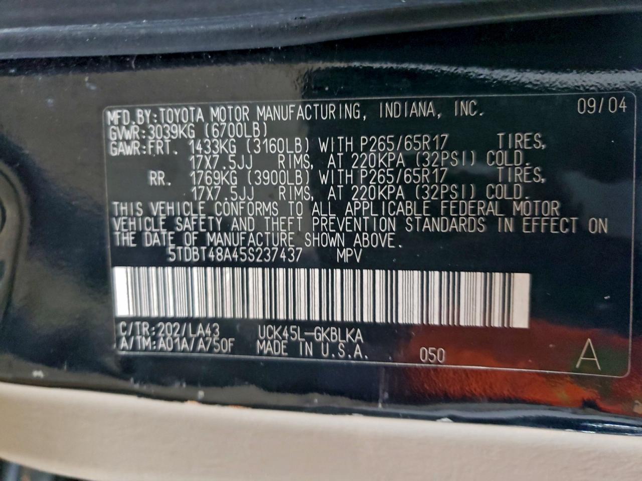 2005 TOYOTA SEQUOIA LIMITED photo 13