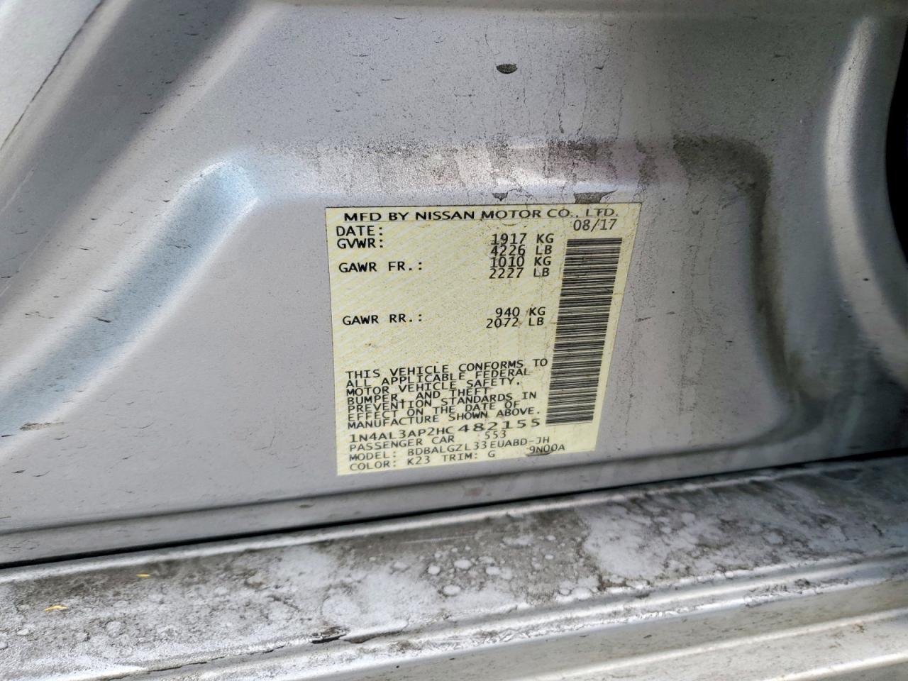2017 NISSAN ALTIMA 2.5 photo 12