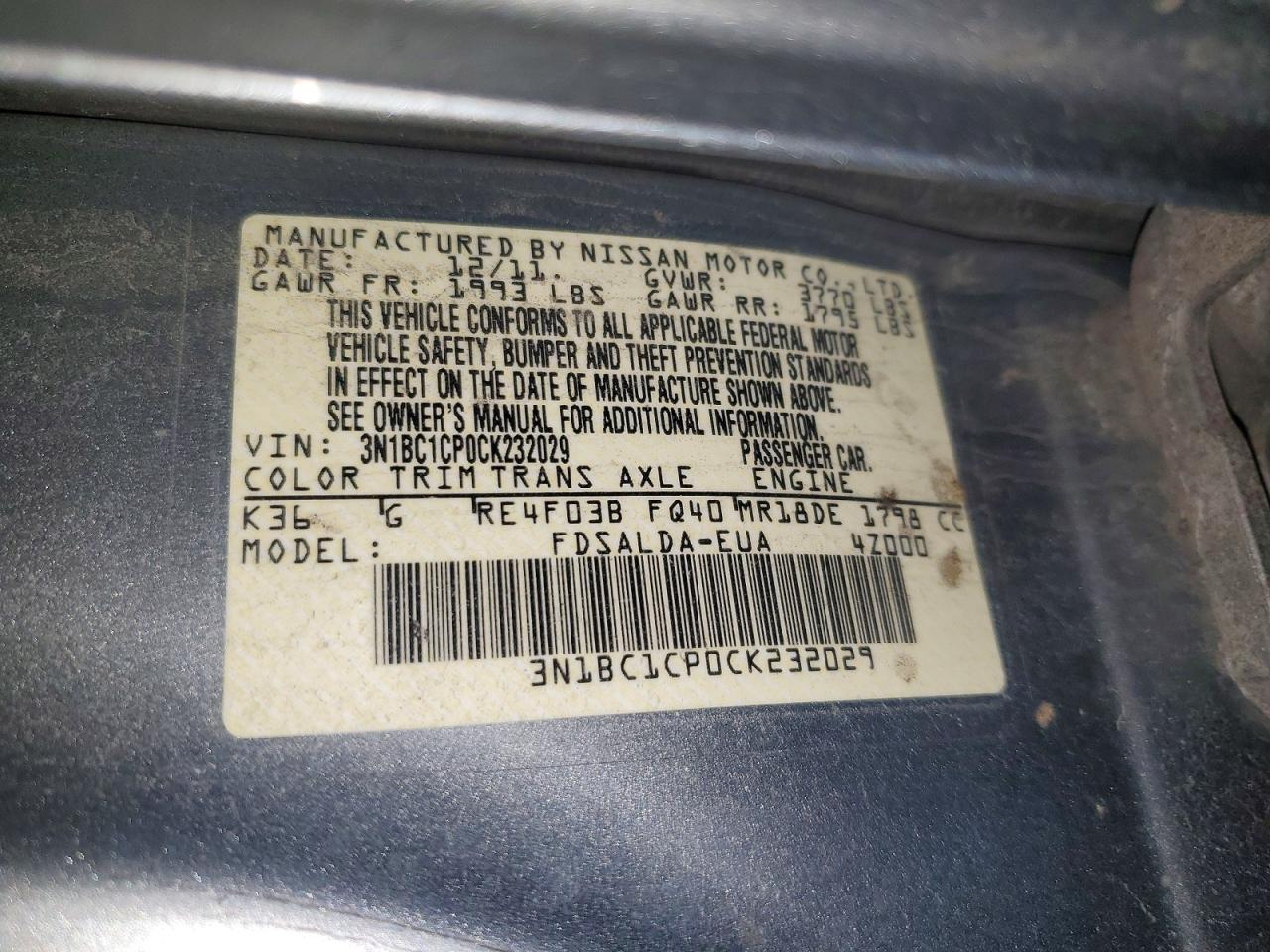 2012 NISSAN VERSA S photo 13
