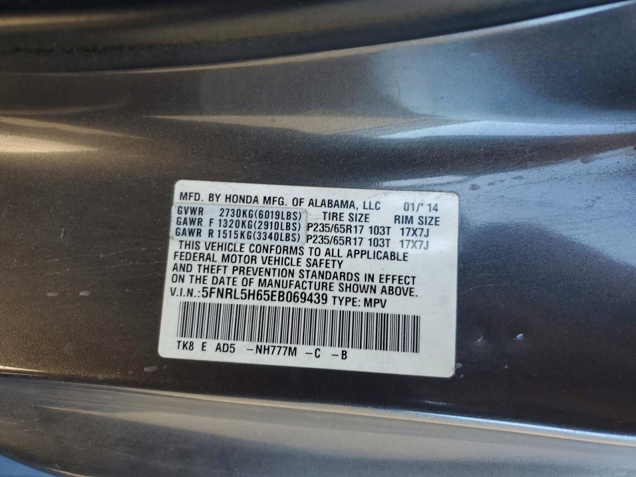 2014 HONDA ODYSSEY EXL photo 13