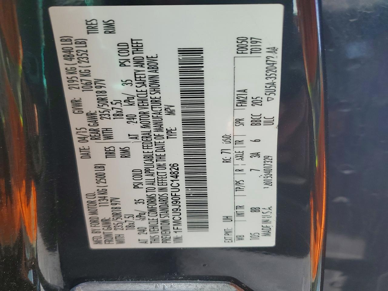2015 FORD ESCAPE TITANIUM photo 13