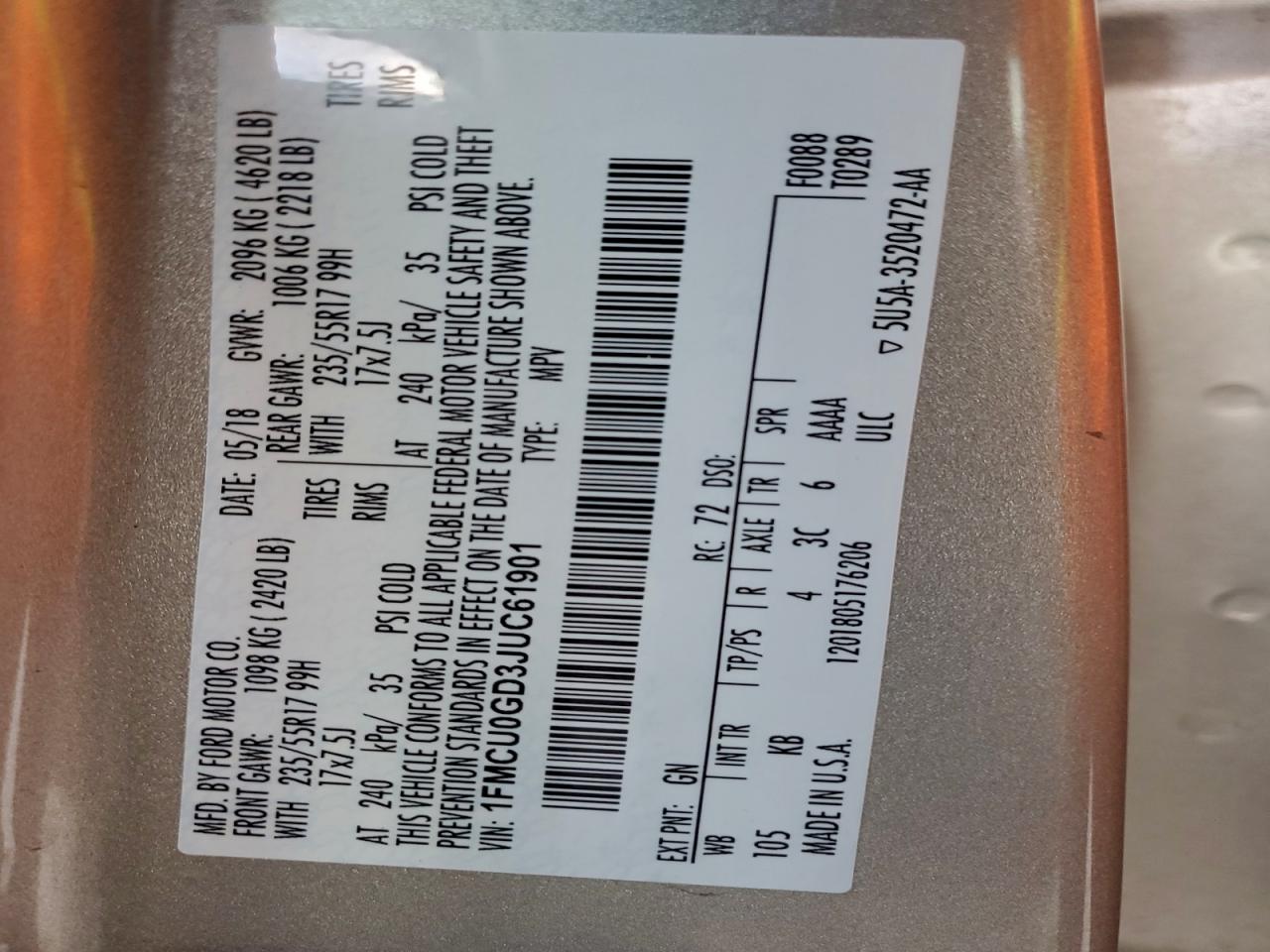 2018 FORD ESCAPE SE photo 13