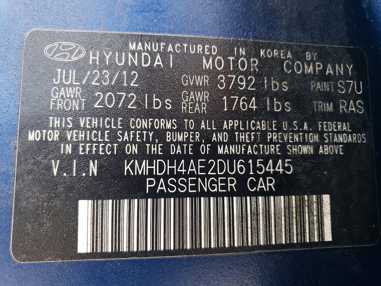 2013 HYUNDAI ELANTRA GLS photo 12