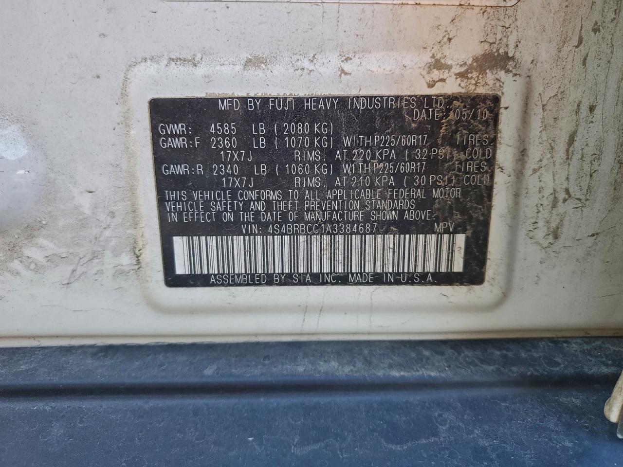 2010 SUBARU OUTBACK 2.5I PREMIUM photo 13