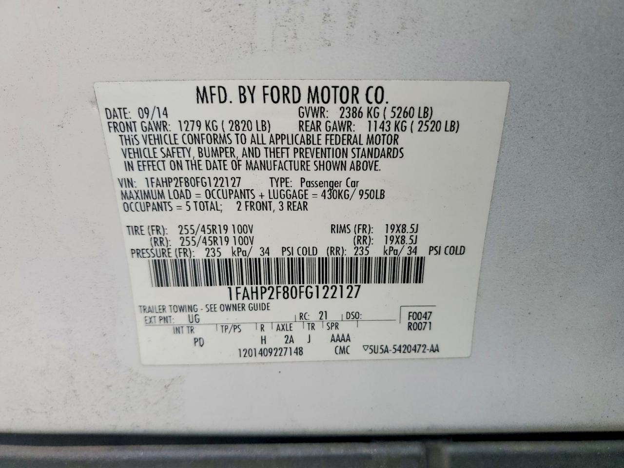 2015 FORD TAURUS LIMITED photo 12